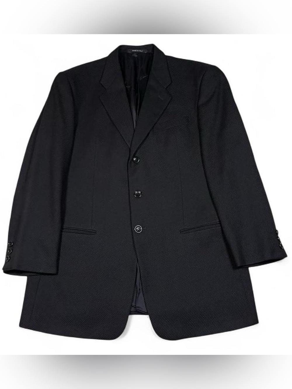 Giorgio Armani Made In Italy Wool Cashmere Black Blazer Textured Men’s Size 42R